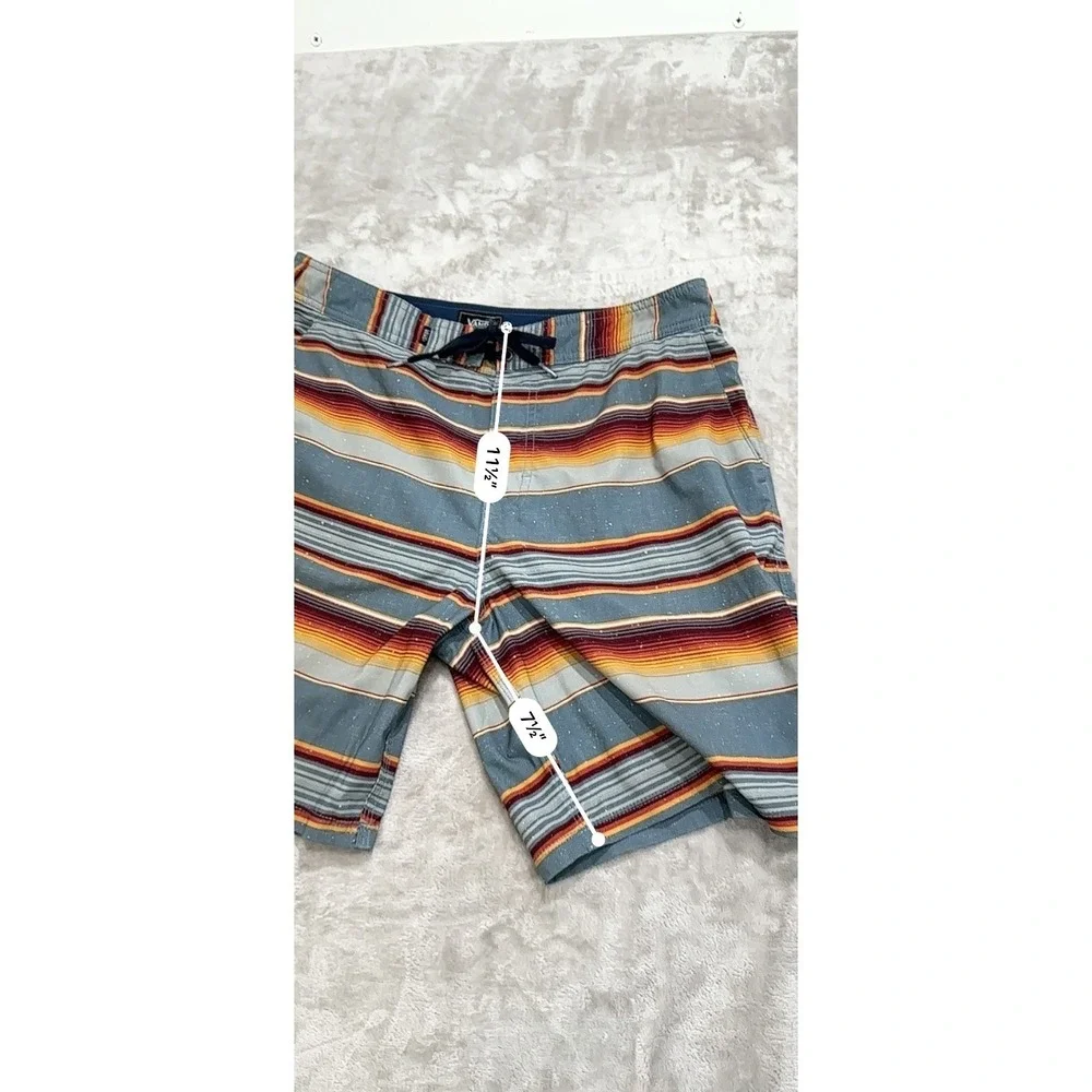Vans Board Shorts Mens 33 Striped Polyester Stretch Trunks Pockets Drawstring